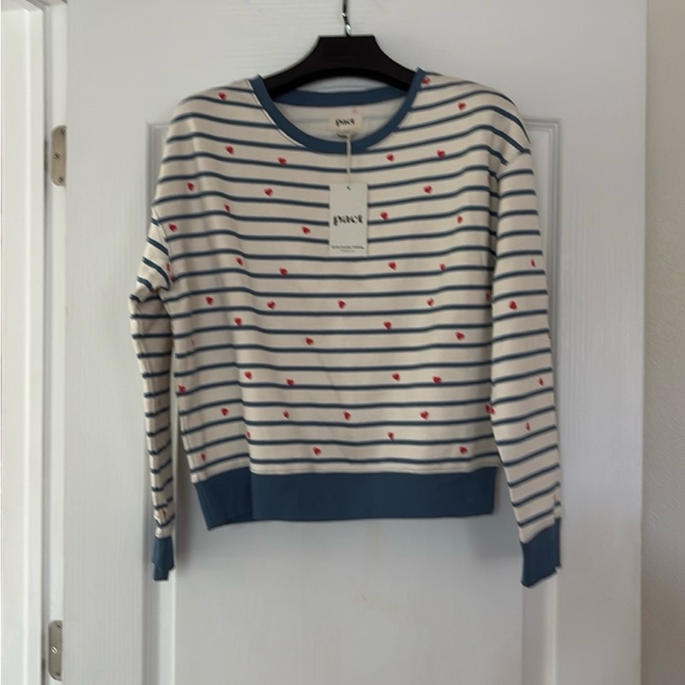 Striped Sweater with Heart Accents